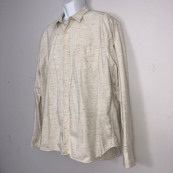 Lucky Brand Shirt Mens XXL Ivory Black Fleck Nep One Pocket Bay Street READ - Picture 2 of 9
